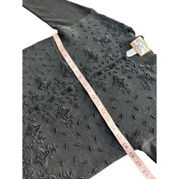 Vintage Heirloom Collectibles black beaded cardigan sweater Size M - Picture 6 of 8